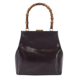 Gucci Bamboo Patent Handbag Bordeaux Gold 000 Red